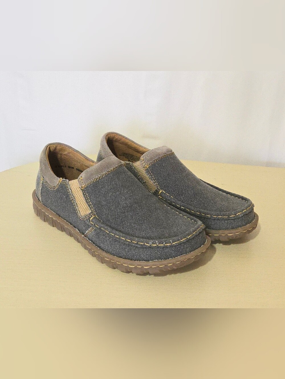Born Gudmund Canvas Slip-on Loafers - Grayish Blue - Moc-Toe - Size 8.5 Med Wide